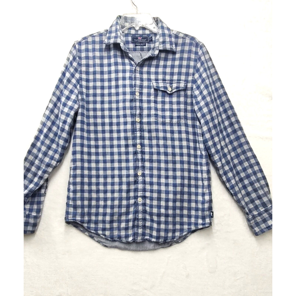 Vineyard Vines Crosby Shirt Men's S Button Down Blue Checkered Long Sleeve